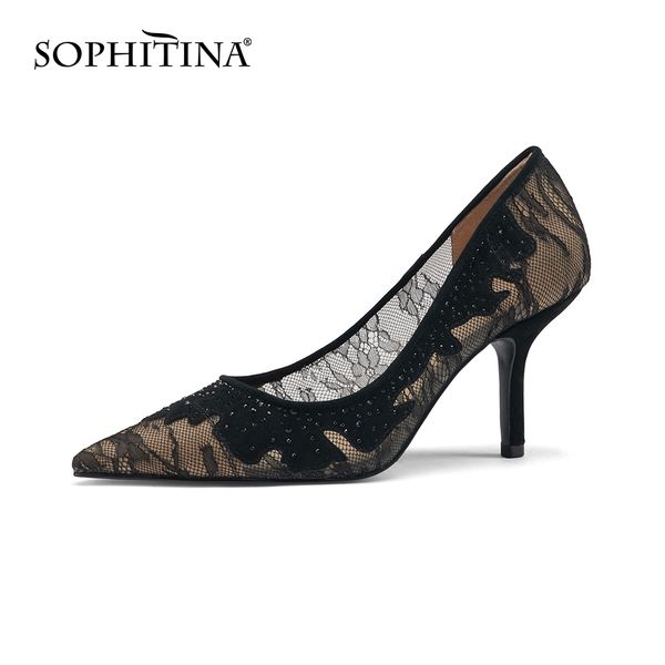 sophitina style pumps shoes thin heels net yarn basic shallow dress elegant lady spring autumn pointed toe woman shoes fo89 210513, Black
sophitina style pumps shoes thin heels net yarn basic shallow dress elegant lady spring autumn pointed toe woman shoes fo89 210513, Black