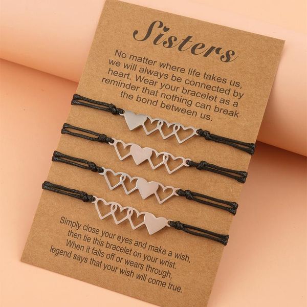 4pcs/set heart sisters card bracelets femme stainless steel handmade braided sister friends bracelet birthday jewelry charm, Golden;silver
4pcs/set heart sisters card bracelets femme stainless steel handmade braided sister friends bracelet birthday jewelry charm, Golden;silver