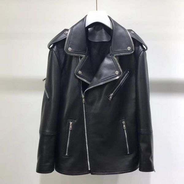 women's leather & faux genuine jacket women 2021 spring fashion real sheepskin coat rivet motorcycle biker female sheep, Black
women's leather & faux genuine jacket women 2021 spring fashion real sheepskin coat rivet motorcycle biker female sheep, Black