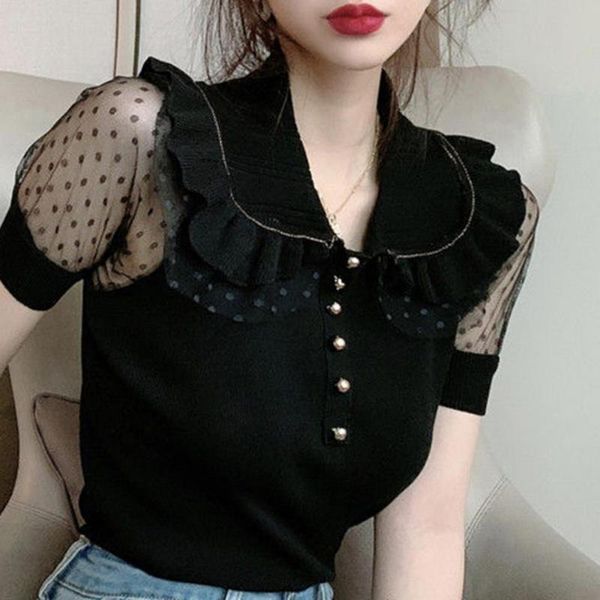 summer women t-shirt doll collar faux pearl buttons mesh stitching short sleeve white s-l clothing ropa mujer 2021 women's
summer women t-shirt doll collar faux pearl buttons mesh stitching short sleeve white s-l clothing ropa mujer 2021 women's