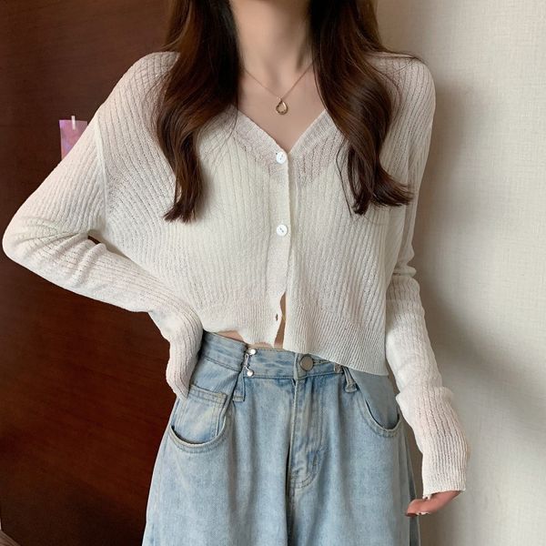 women's t-shirt ice silk knitted cardigan women's summer korean loose thin style with long sleeve sunscreen v-neck coat, White
women's t-shirt ice silk knitted cardigan women's summer korean loose thin style with long sleeve sunscreen v-neck coat, White