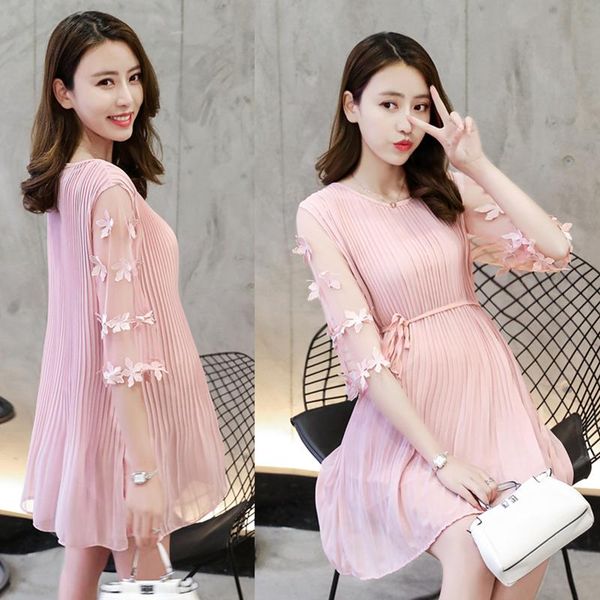 maternity dresses sweet dress chiffon yarn in the sleeves of pregnant women clothing flower large size pressure folds woman's, White
maternity dresses sweet dress chiffon yarn in the sleeves of pregnant women clothing flower large size pressure folds woman's, White