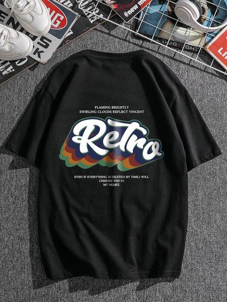 men 2 in 1 slogan graphic tee m9uk#, White;black
