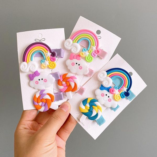 hair accessories 3 pcs fashion sweet girl barrettes simple cute rainbow cloud lollipop soft plastic children's duckbill clip, Slivery;white
hair accessories 3 pcs fashion sweet girl barrettes simple cute rainbow cloud lollipop soft plastic children's duckbill clip, Slivery;white