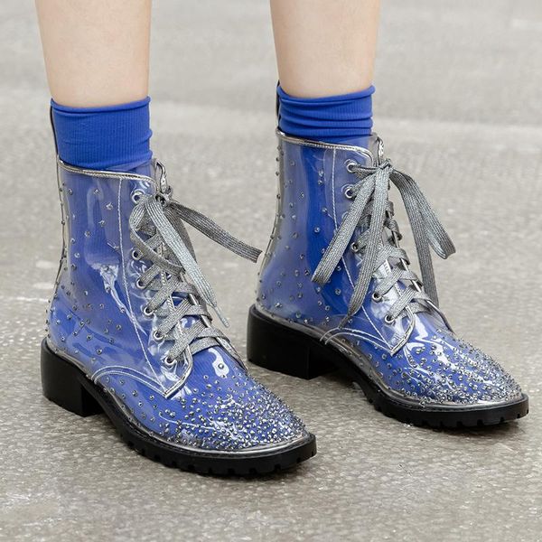 boots women summer lady lace up waterproof shoes transparent candy colors ankle outdoor girl's size 40 41, Black
boots women summer lady lace up waterproof shoes transparent candy colors ankle outdoor girl's size 40 41, Black