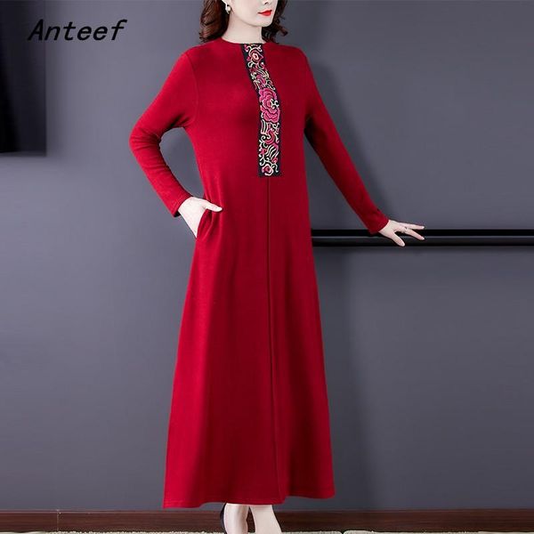 casual dresses anteef long sleeve knitted fleece vintage floral for women spring autumn winter dress elegant clothes 2021, Black;gray
casual dresses anteef long sleeve knitted fleece vintage floral for women spring autumn winter dress elegant clothes 2021, Black;gray