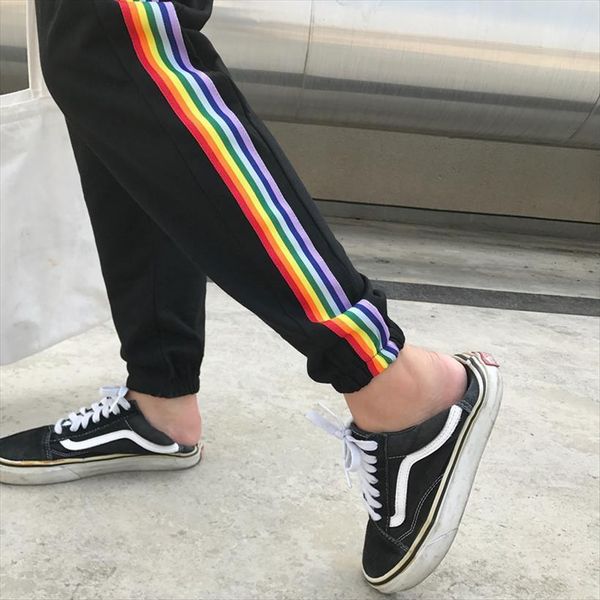 korean ulzzang harem rainbow women pant striped casual teenager college students aesthetic harajuku style street, Black;white 
korean ulzzang harem rainbow women pant striped casual teenager college students aesthetic harajuku style street, Black;white