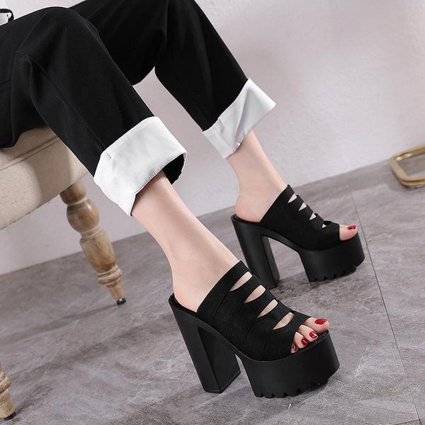 slippers fish mouth nightclub thick heel platform sandals korean summer women's high heels 2021, Black
slippers fish mouth nightclub thick heel platform sandals korean summer women's high heels 2021, Black