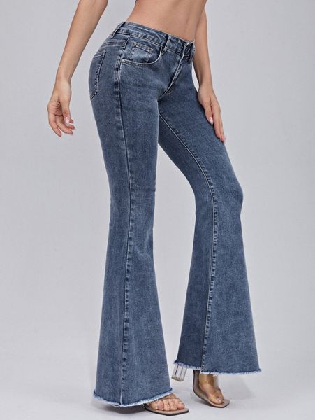 zipper fly raw hem flare leg jeans 896e#, Blue
zipper fly raw hem flare leg jeans 896e#, Blue
