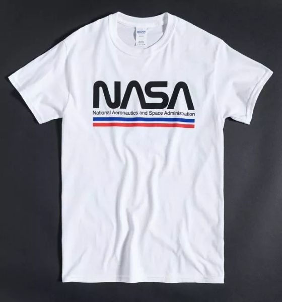 official white nasa stripes t-shirt, White;black