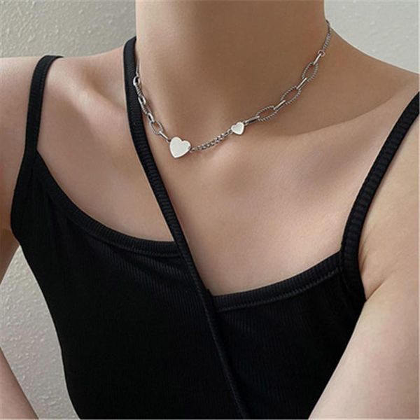 chains punk silver color heart chunky chain choker necklace for women girl metal geometric short link pendant necklaces
chains punk silver color heart chunky chain choker necklace for women girl metal geometric short link pendant necklaces