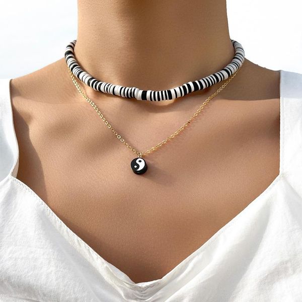 chokers boho handmade 6 mm black white polymer clay short necklace gothic taiji yinyang chocker neckless for women harajuku collier, Golden;silver
chokers boho handmade 6 mm black white polymer clay short necklace gothic taiji yinyang chocker neckless for women harajuku collier, Golden;silver