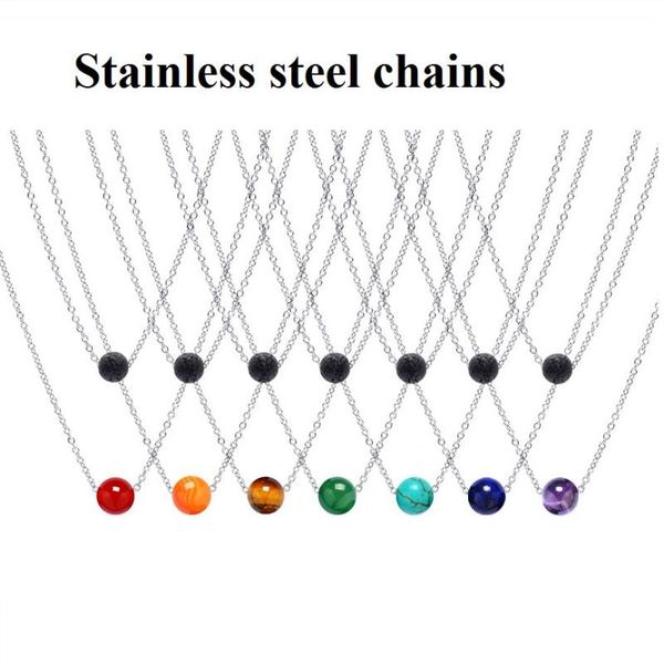 pendant necklaces double layers 10mm natural chakras stone 8mm black lava bead essential oil diffuser jewelry women, Silver
pendant necklaces double layers 10mm natural chakras stone 8mm black lava bead essential oil diffuser jewelry women, Silver