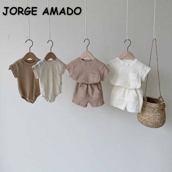 korean style summer kids girls boys sets solid color bodysuit + t-shirt shorts casual children clothes e1220 210610, White
korean style summer kids girls boys sets solid color bodysuit + t-shirt shorts casual children clothes e1220 210610, White