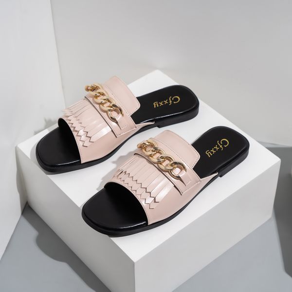 2021 metal chain flip-flops with tassel pu solid color casual slipper cfxxy-98 05, Black
2021 metal chain flip-flops with tassel pu solid color casual slipper cfxxy-98 05, Black