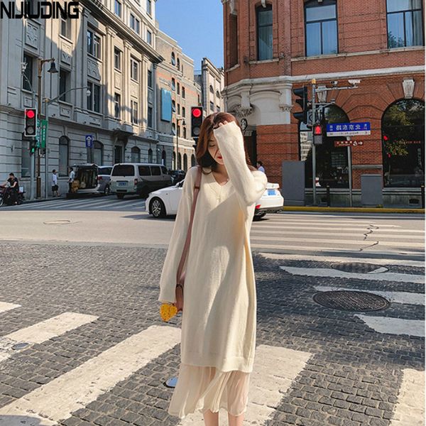 autumn sweater long dress women's solid vintage loose high waist fake two piece splicing net yarn dresses female 210514, Black;gray
autumn sweater long dress women's solid vintage loose high waist fake two piece splicing net yarn dresses female 210514, Black;gray