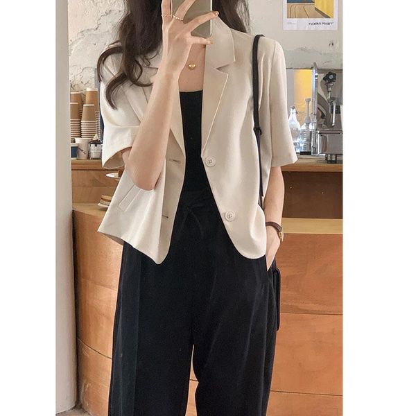 women's suits & blazers style short sleeve suit coat thin 2021 summer korean version vertical loose casual small, White;black
women's suits & blazers style short sleeve suit coat thin 2021 summer korean version vertical loose casual small, White;black