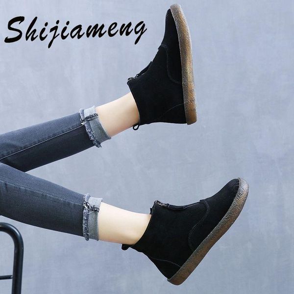 boots suede women's flat bottom plush front zipper thin hand made retro soft british autumn and winter, Black
boots suede women's flat bottom plush front zipper thin hand made retro soft british autumn and winter, Black