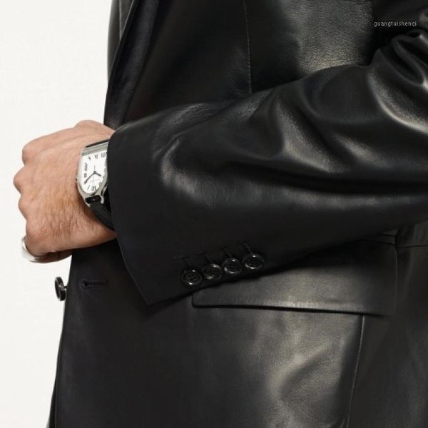 men's leather & faux italian head layer sheepskin male yuppie slim fit leisure suit, Black
men's leather & faux italian head layer sheepskin male yuppie slim fit leisure suit, Black