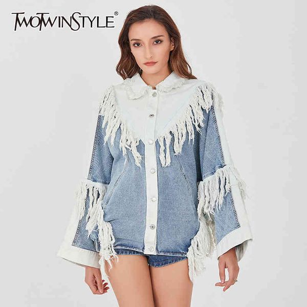 patchwork jacket for women lapel long sleeve tassel asymmetric hit color streetwear blue coats female clothing 210524, Black;brown
patchwork jacket for women lapel long sleeve tassel asymmetric hit color streetwear blue coats female clothing 210524, Black;brown