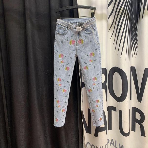 women's jeans 2021 spring stretch skinny for women all-matching embroidered slimming nine points pants flower denim lady jean, Blue
women's jeans 2021 spring stretch skinny for women all-matching embroidered slimming nine points pants flower denim lady jean, Blue