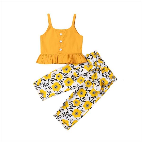 summer toddler baby girl clothes sling crop yellow sleeveless long pants outfit set, White
summer toddler baby girl clothes sling crop yellow sleeveless long pants outfit set, White
