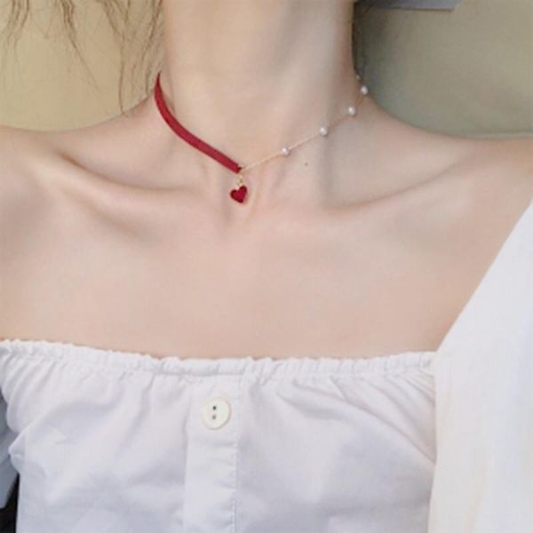 pendant necklaces fashion pearl choker necklace women jewelry korea style red heart chain pendants elegant ladies wedding party gifts, Silver
pendant necklaces fashion pearl choker necklace women jewelry korea style red heart chain pendants elegant ladies wedding party gifts, Silver