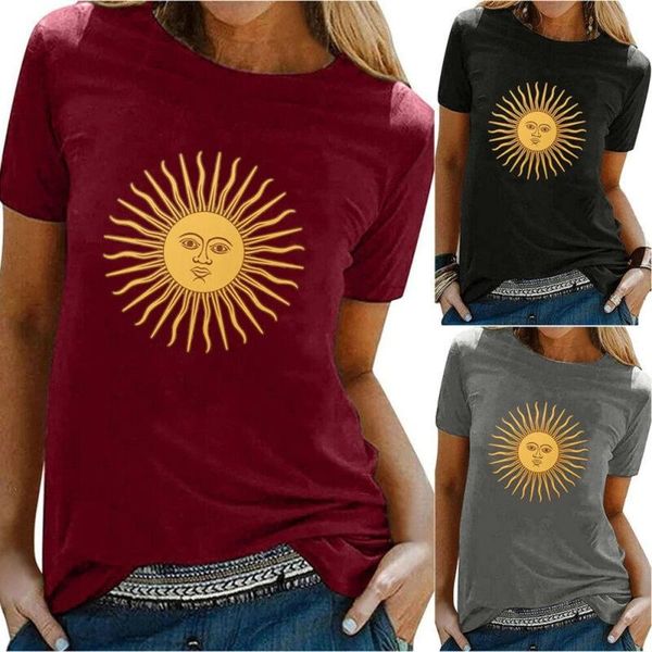 women's t-shirt womens ladies crew neck casual short sleeve sun print summer tee uk, White
women's t-shirt womens ladies crew neck casual short sleeve sun print summer tee uk, White