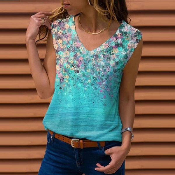 women summer t shirt oversized casual sleeveless v neck shirts floral print clothing plus size vest camisas women's t-shirt, White
women summer t shirt oversized casual sleeveless v neck shirts floral print clothing plus size vest camisas women's t-shirt, White