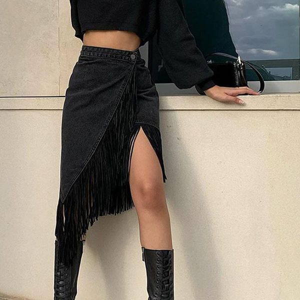 skirts cross irregular fringed hem women's denim high waist button slim female jeans skirt 2021 summer fashion ladies bottom, Black
skirts cross irregular fringed hem women's denim high waist button slim female jeans skirt 2021 summer fashion ladies bottom, Black