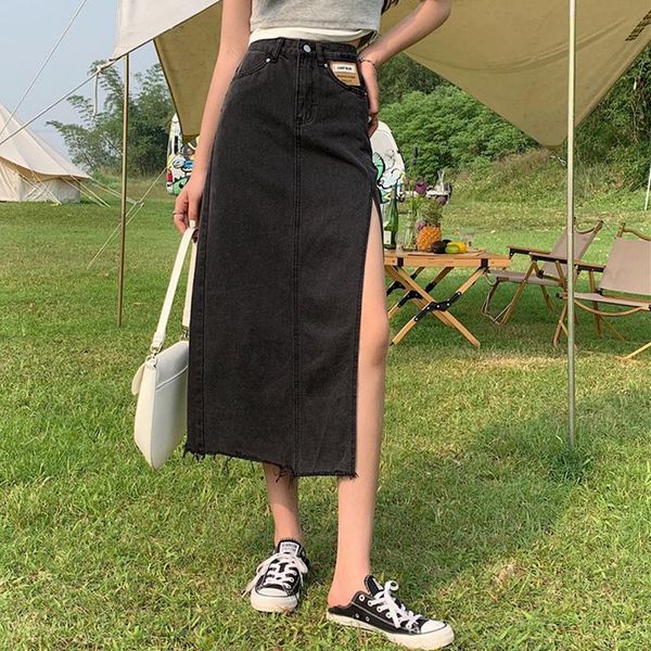 skirts elegant midi skirt summer 2021 high waist a-line vintage blue women's denim korean fashion side split bottoms, Black
skirts elegant midi skirt summer 2021 high waist a-line vintage blue women's denim korean fashion side split bottoms, Black