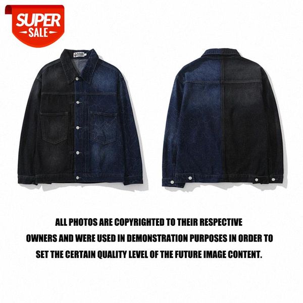 exclusively for japanese brand black and blue color matching men's women's buttoned loose denim jacket #uv6v, White;black
exclusively for japanese brand black and blue color matching men's women's buttoned loose denim jacket #uv6v, White;black