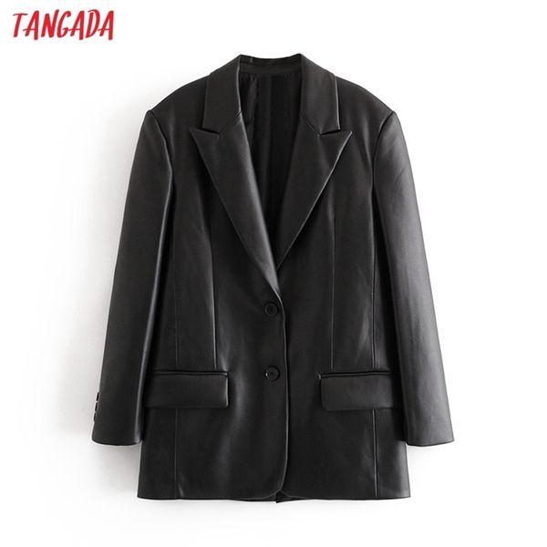 tangada women black faux leather blazer coat vintage notched collar long sleeve fashion female loose chic qn37 211006, White;black
tangada women black faux leather blazer coat vintage notched collar long sleeve fashion female loose chic qn37 211006, White;black