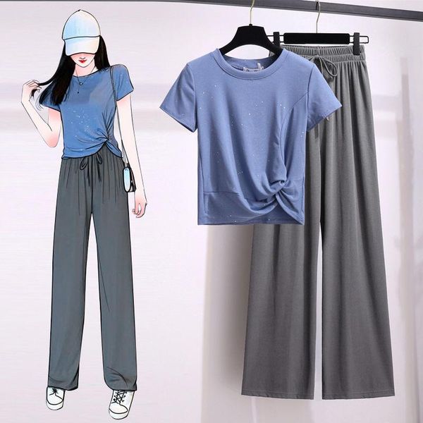 women 2021 summer sets female simple tee elastic waist wide-leg trousers ladies casual loose two piece suit outfits t23 women's pants, White
women 2021 summer sets female simple tee elastic waist wide-leg trousers ladies casual loose two piece suit outfits t23 women's pants, White