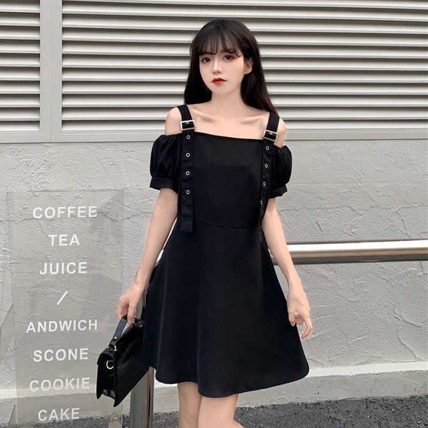 women's t-shirt off shoulder black dresses women harajuku casual gothic summer sundress 2021 punk cute backless short strap, White
women's t-shirt off shoulder black dresses women harajuku casual gothic summer sundress 2021 punk cute backless short strap, White