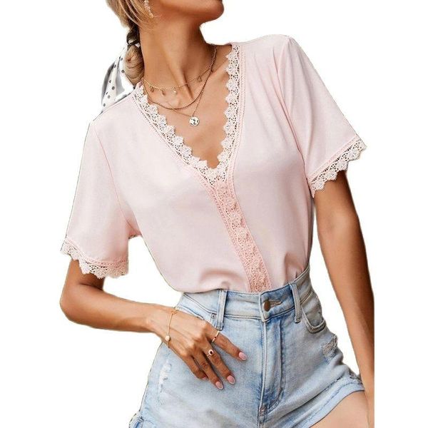 women's blouses & shirts 2021 summer fashion floral lace blouse casual ladies solid tee female short sleeve shirt blusas pullover, White
women's blouses & shirts 2021 summer fashion floral lace blouse casual ladies solid tee female short sleeve shirt blusas pullover, White