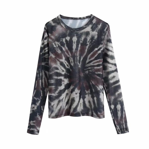 women tie-dye tulle t-shirt chic semi-sheer t-shirts long sleeves round neckline high street 210420, White
women tie-dye tulle t-shirt chic semi-sheer t-shirts long sleeves round neckline high street 210420, White