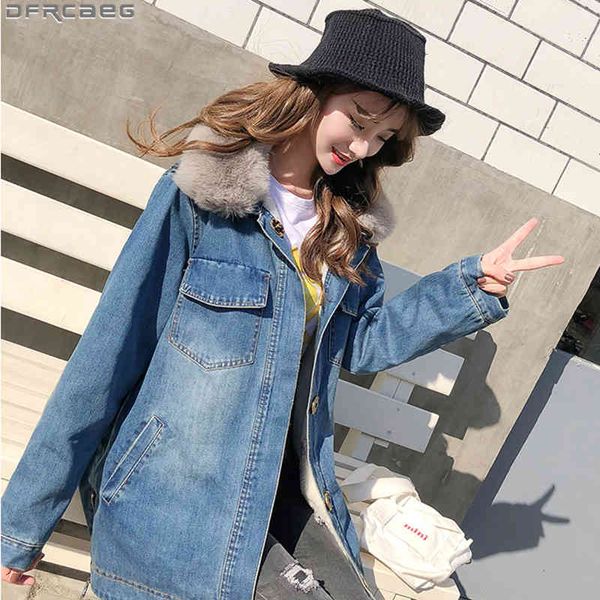 women's jackets streetwear winter long denim jacket warm fur collar thicken velvet coat women single-breasted loose jeans outerwea, Black;brown
women's jackets streetwear winter long denim jacket warm fur collar thicken velvet coat women single-breasted loose jeans outerwea, Black;brown