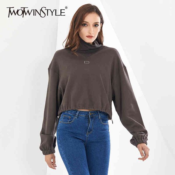 drawstring casual sweatshirt for women stand collar long sleeve black short female autumn fashion 210524
drawstring casual sweatshirt for women stand collar long sleeve black short female autumn fashion 210524