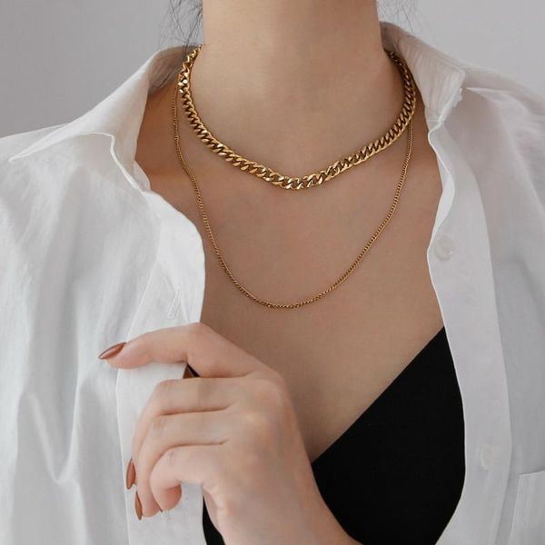 chokers stainless steel gold color double-layered chain necklace fashion luxury jewelry gifts for women vintage rock party accessories, Golden;silver
chokers stainless steel gold color double-layered chain necklace fashion luxury jewelry gifts for women vintage rock party accessories, Golden;silver