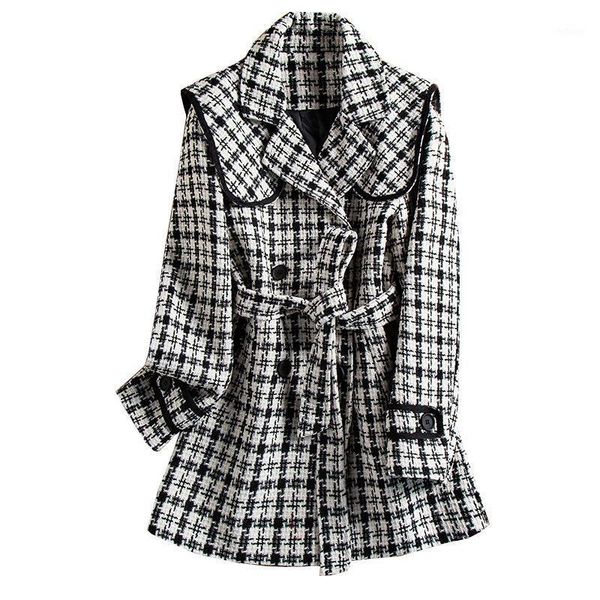 women's wool & blends autumn winter women blend coat turn down collar double breasted female warm plaid coats woolen jacket outerwear, Black
women's wool & blends autumn winter women blend coat turn down collar double breasted female warm plaid coats woolen jacket outerwear, Black