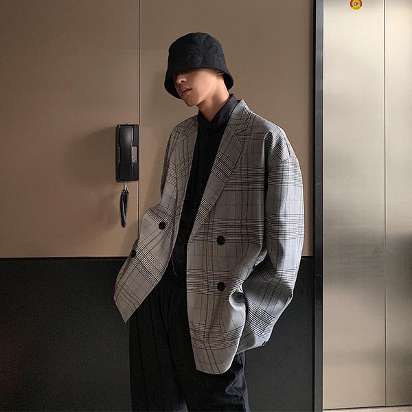 men's suits & blazers autumn suit blazer men fashion retro business casual plaid jacket man streetwear wild loose dress male s-xl, White;black
men's suits & blazers autumn suit blazer men fashion retro business casual plaid jacket man streetwear wild loose dress male s-xl, White;black