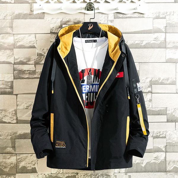 with hooded bomber jackets men nice streetwear windbreaker korean casual autumn spring coats men's, Black;brown
with hooded bomber jackets men nice streetwear windbreaker korean casual autumn spring coats men's, Black;brown