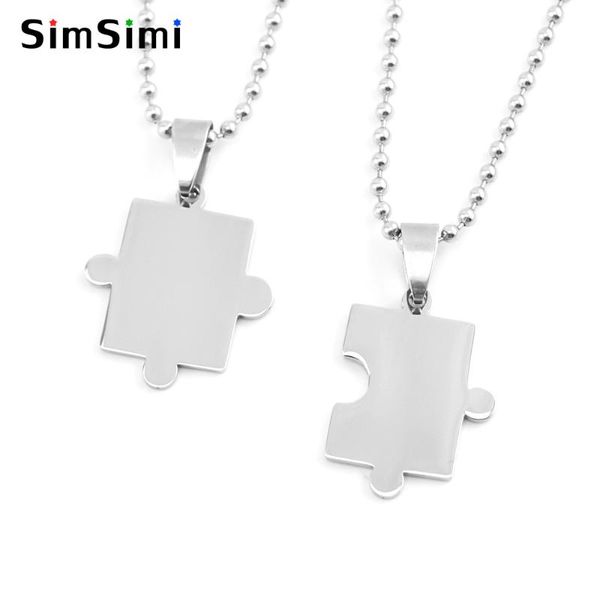 pendant necklaces simsimi lover's couple jigsaw puzzle pendants tags charms high polish stainless steel ball chain choker, Silver
pendant necklaces simsimi lover's couple jigsaw puzzle pendants tags charms high polish stainless steel ball chain choker, Silver
