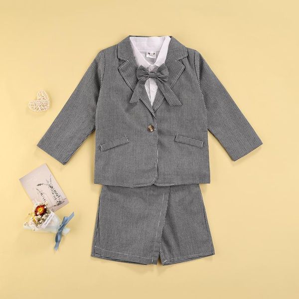 clothing sets kid girl 3-piece suit formal long sleeve lapel plaid coat inner white short-sleeve shirt short skirt-shaped pants
clothing sets kid girl 3-piece suit formal long sleeve lapel plaid coat inner white short-sleeve shirt short skirt-shaped pants