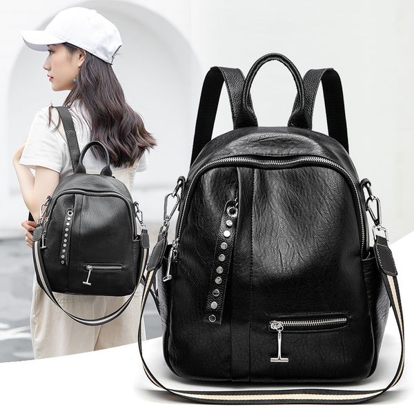 fashion soft leather trend 2021 summer new korean high-capacity backpack simple personalized travel women's bag
fashion soft leather trend 2021 summer new korean high-capacity backpack simple personalized travel women's bag