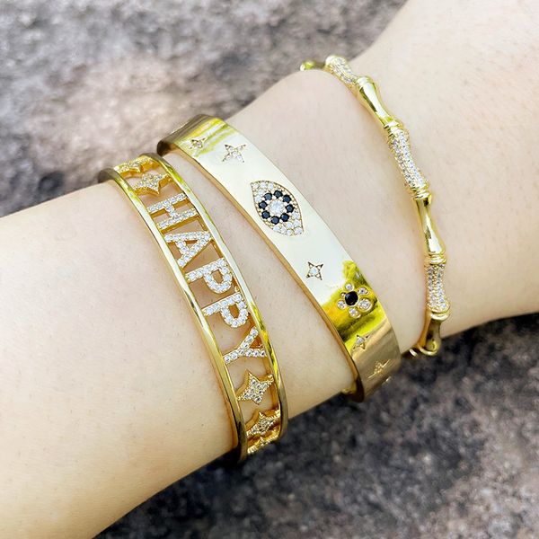 diamond inlaid bamboo bracelet women's design personalized eye palm opening bracelet brc96, Golden;silver
diamond inlaid bamboo bracelet women's design personalized eye palm opening bracelet brc96, Golden;silver