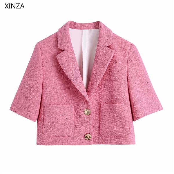 women's wool & blends textured cropped blazer women spring short sleeve metal button vintage coat blazers woman patch pockets out, Black
women's wool & blends textured cropped blazer women spring short sleeve metal button vintage coat blazers woman patch pockets out, Black