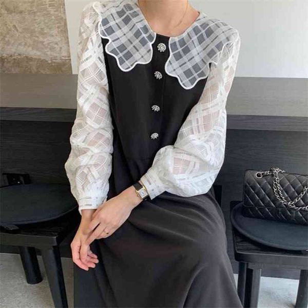 vintage fake two piece dress women elegant vestidos sweet peter pan collar patchwork robe loose puff sleeve dresses 4i355 210519, Black;gray
vintage fake two piece dress women elegant vestidos sweet peter pan collar patchwork robe loose puff sleeve dresses 4i355 210519, Black;gray