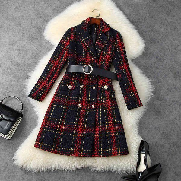 women's wool & blends fall winter long sleeve notched-lapel red plaid tweed belted pockets double-breasted coat outwear coats ln13t1157, Black
women's wool & blends fall winter long sleeve notched-lapel red plaid tweed belted pockets double-breasted coat outwear coats ln13t1157, Black